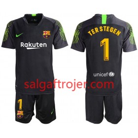 FC Barcelona Fodboldtrøjer TER STEGEN 1 Målmand Børn Udebanesæt 2019/20 Kort ærmer